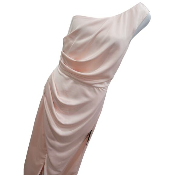 NEW Lulus Dreaming of Elegance Pink Satin One-Shoulder Maxi Dress - Size M - Picture 16 of 16